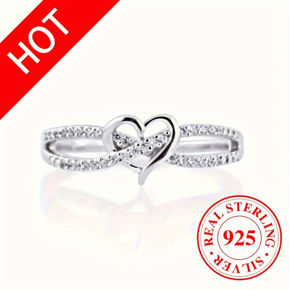 Sterling Silver Ring Trendy Heart Shape Penetrated