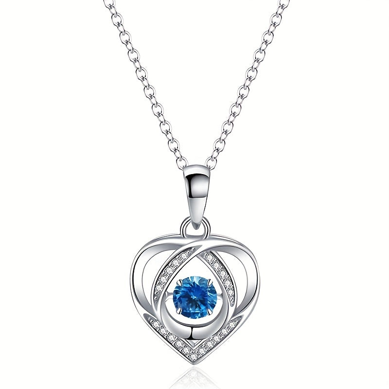 925 Sterling Silver Heart Shape Zircon Necklace