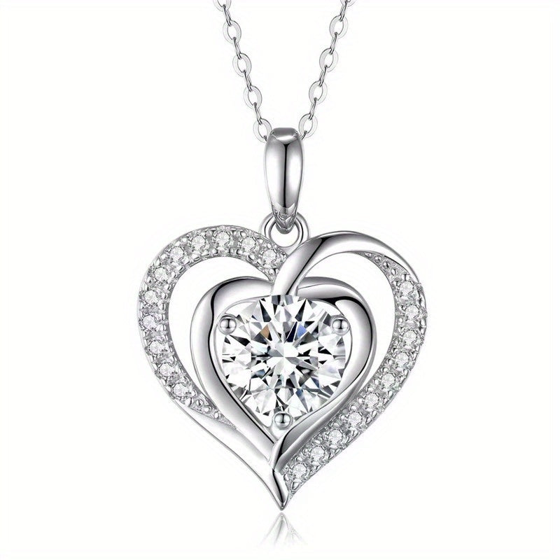 3Ct Moissanite 925 Sterling Silver Heart Pendant Necklace