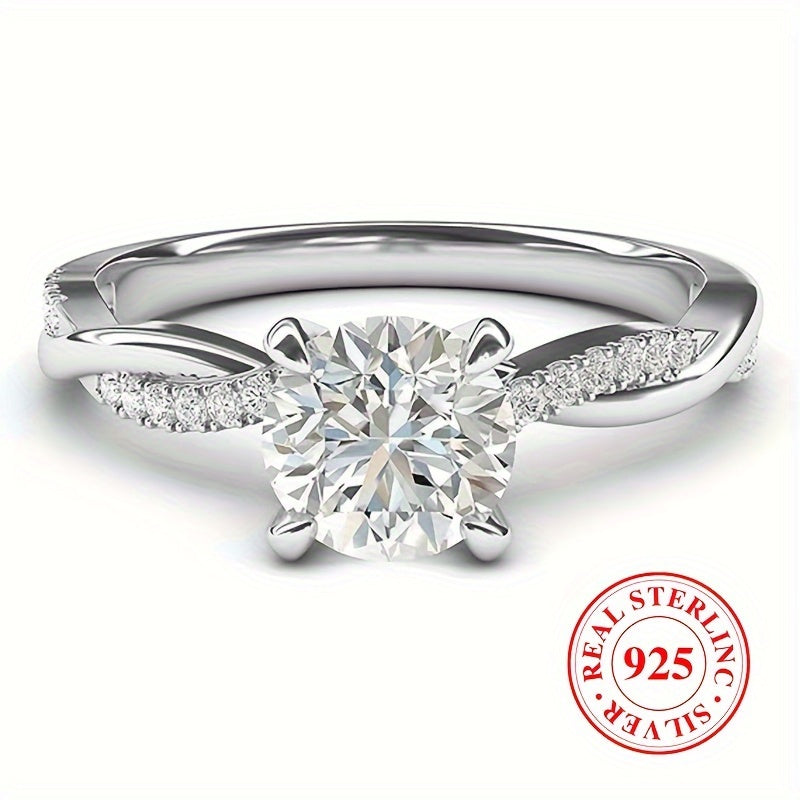 925 Sterling Silver Promise Ring Inlaid Shining Zirconia