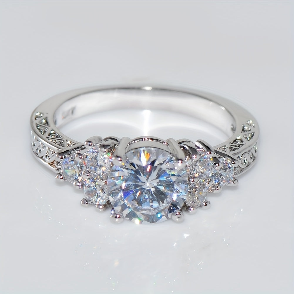 Elegant Promise Ring Inlaid Shining Zircon