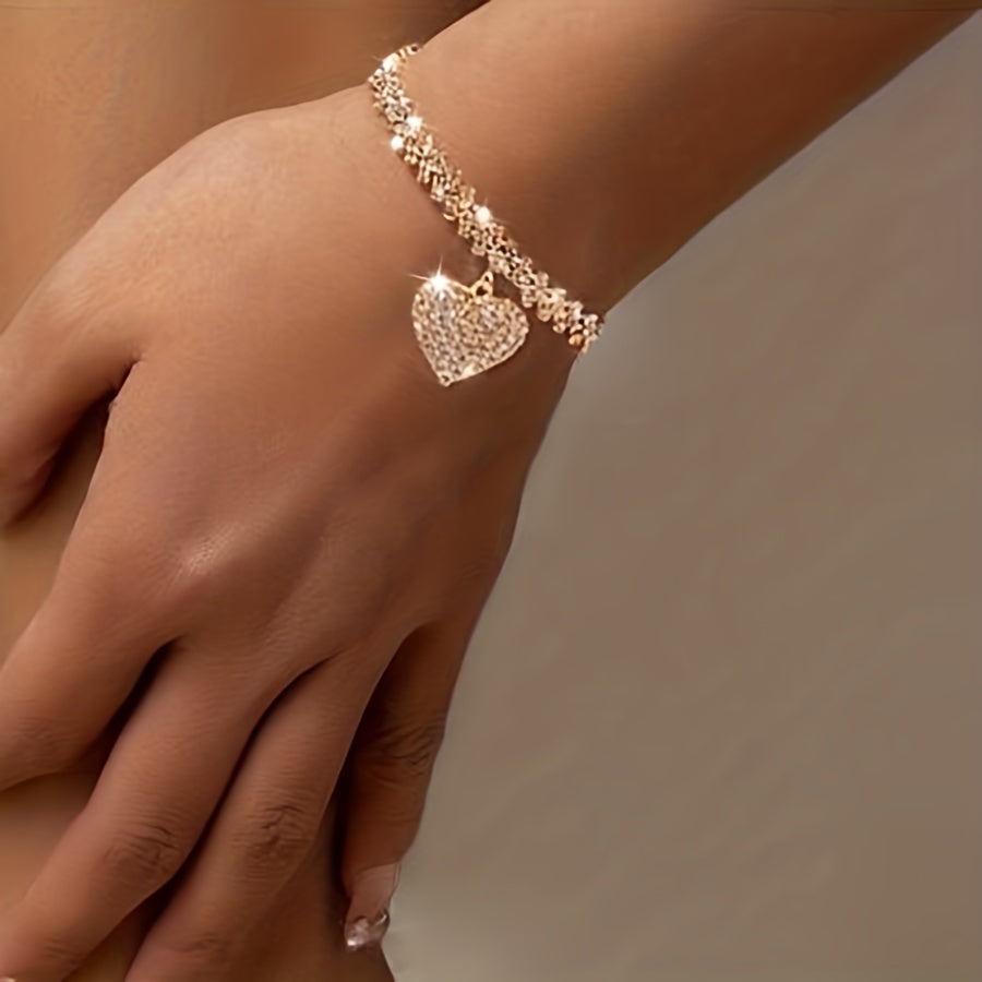 Luxury Shiny Claw Chain Love Heart Charm Bracelet