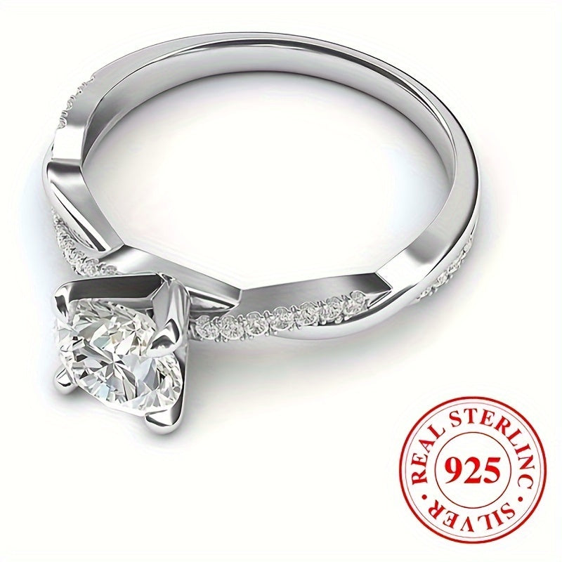 925 Sterling Silver Promise Ring Inlaid Shining Zirconia