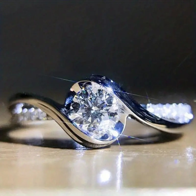 Elegant Promise Ring Inlaid Shining Zirconia Multi Colors