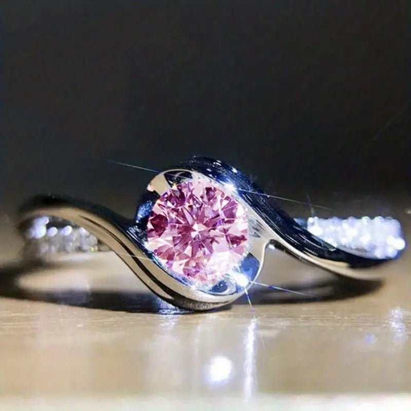 Elegant Promise Ring Inlaid Shining Zirconia Multi Colors