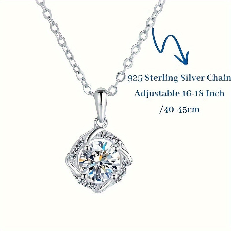 Delicate Moissanite Decor Sterling Silver Necklace